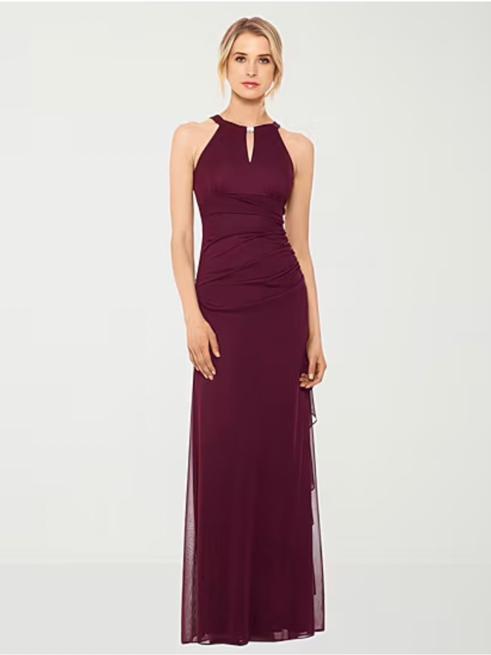 Sleeveless Keyhole Evening Gown in Plum